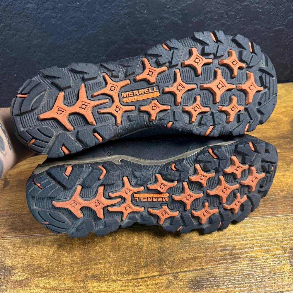 Merrell Polarand Rove J21127 Black Slate Leather Waterproof Hiking Boots Mens 10